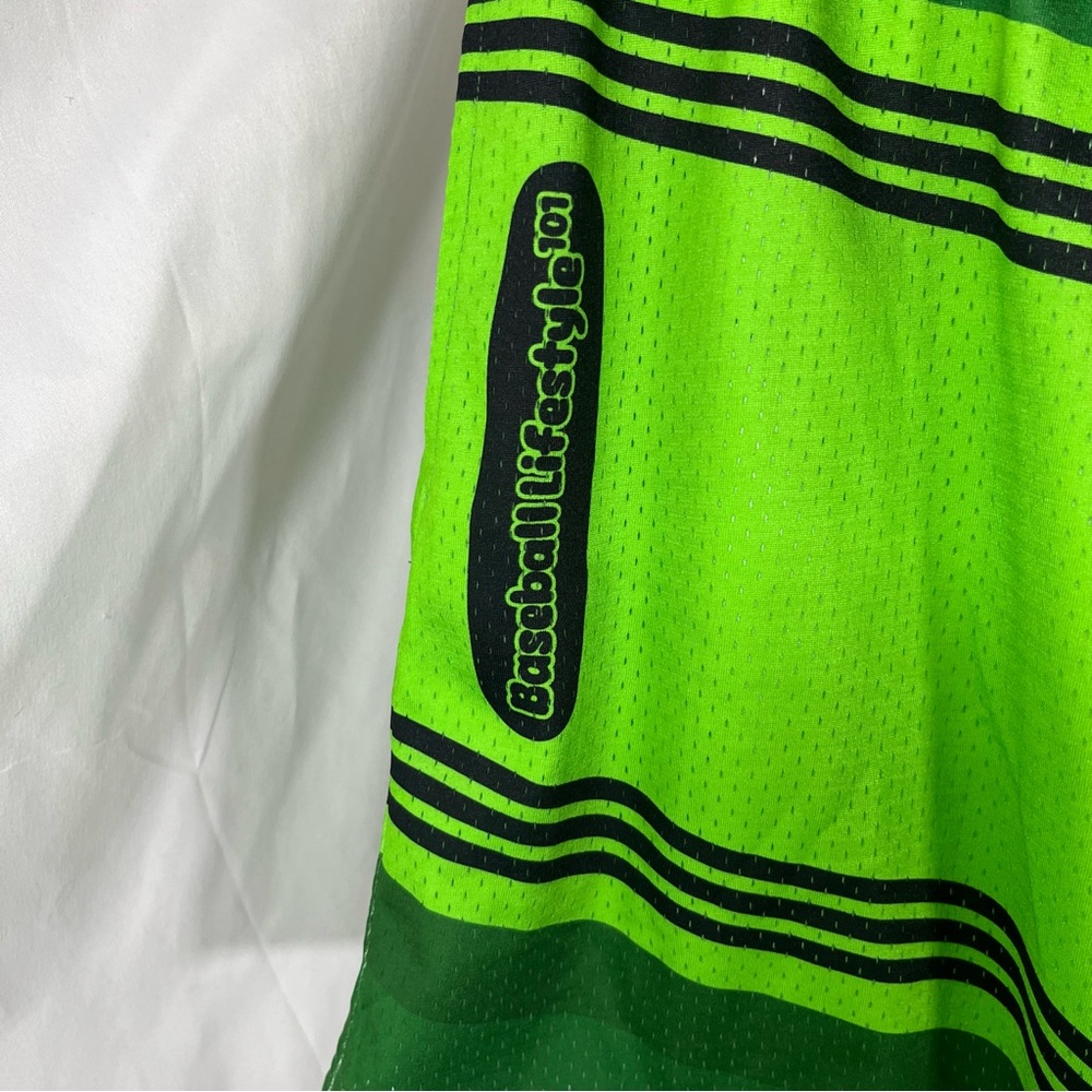 Baseball Lifestyle 101 Crayon Mesh Athletic Shorts‎ Turf Green Large Workout - Picture 2 of 6
